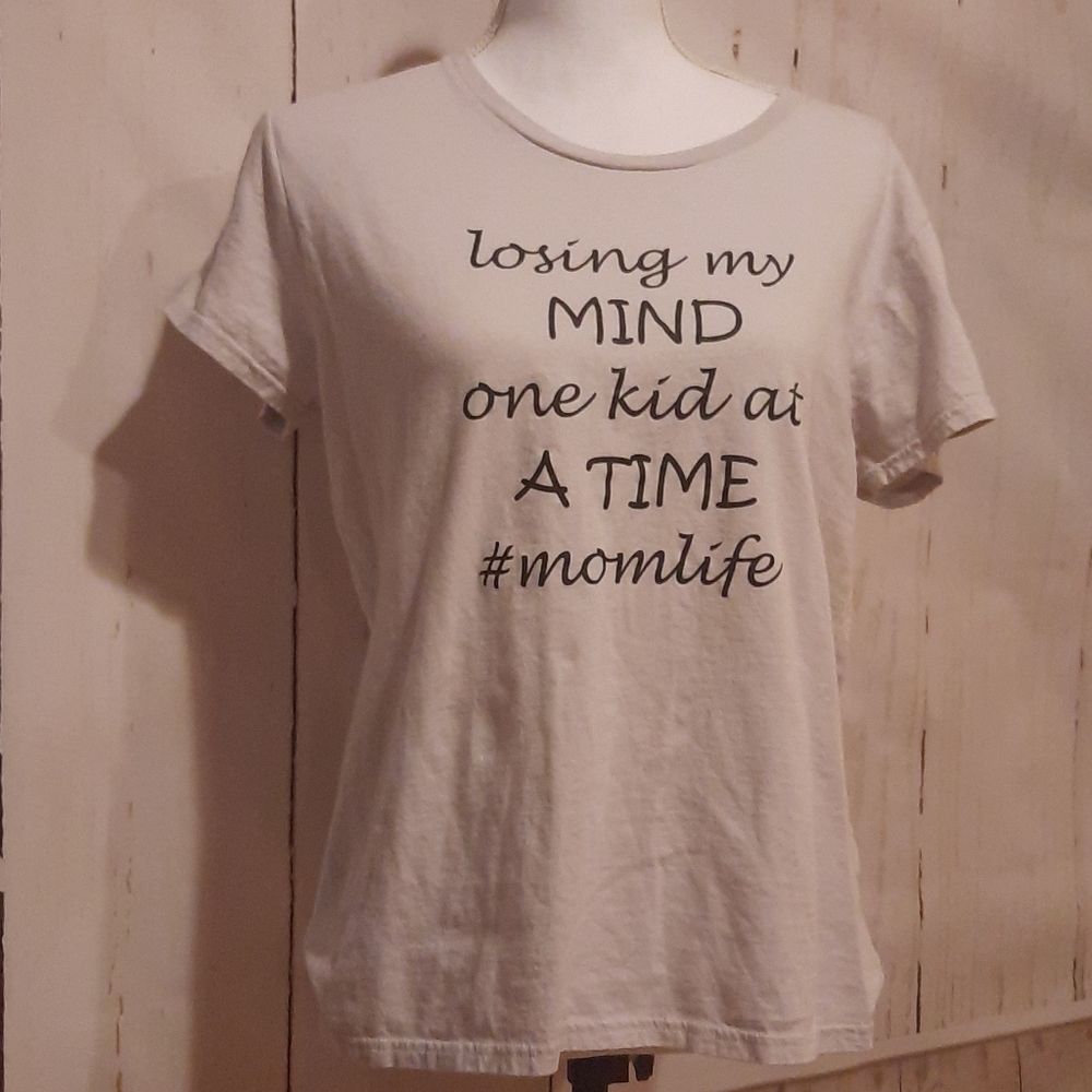 Anvil T Shirt Graphic Sz M S/S Beige Cotton
